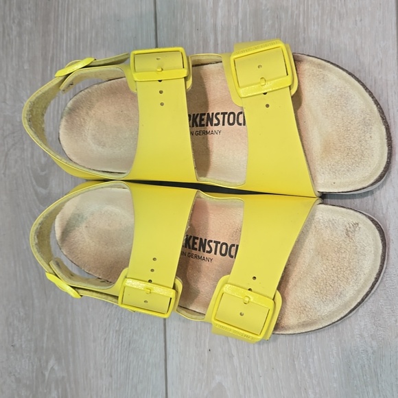 Birkenstock Women Milano Bright Yellow Sandals Leather Shoes Sz 37/6 Narrow - Picture 3 of 11
